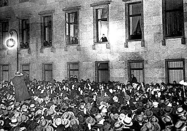 MR Online | Adolf Hitler at a window of the Reich Chancellery receives an ovation on the evening of his inauguration as chancellor Jan 30 1933 Robert Sennecke German Federal Archive Wikimedia Commons Public domain | MR Online