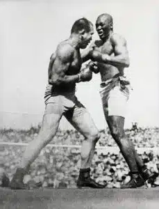 | Action shot of Jack Johnson fighting Jim Jeffries at Reno in 1910 Jeffries was beaten over 15 rounds 1919 Reno Nevada USA | MR Online