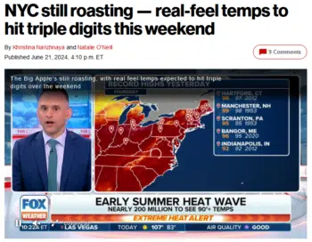 | This New York Post story 62124 had no mention of climate change but it did have Fox Weather meteorologist Stephen McClouds reassurance that its not record breaking heat | MR Online