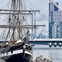 | Jeanie Johnston moored off Custom House Quay Dublin © kulturwork | MR Online