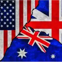 | USA Britain and Australia painted flags on wall with crack United States of America United Kingdom and Australia relations | MR Online