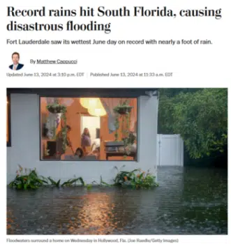 | The Washington Post 61324 noted that two recent extreme rains in Fort Lauderdale Florida bear the fingerprint of human caused climate change which is increasing the intensity and severity of top tier rain events | MR Online