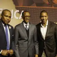| Rwandan President Paul Kagame poses for a picture with Robert Marawa and Masai Ujiri right at the NBA Africa Summit in Toronto February 13 2016 Photo from Flickr | MR Online
