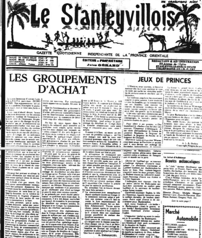 | Arghiri Emmanuels article The Buyers Unions in Le Stanleyvillois Arghiri Emmanuel Association | MR Online