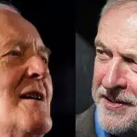 Fanning the flames of anger and hope, Jeremy Corbyn stands on the shoulders of Tony Benn