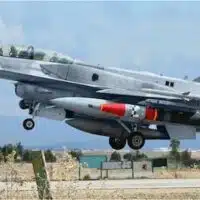 A ROCKS ALBM (painted orange) mounted on an Israeli F-16I fighter