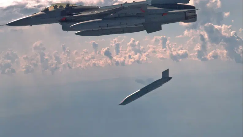 | USAF F 16 drops a Joint Air Surface Standoff JASSM missile | MR Online