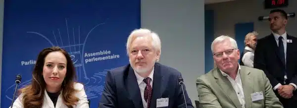 | Julian Assange gave a speech to the Committee on Legal Affairs and Human Rights at the Council of Europe on October 1 2024 in Strasbourg France Photo WikiLeaks | MR Online