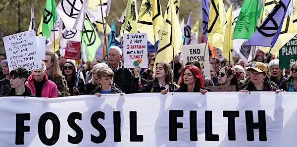 MR Online | Extinction Rebellion demonstrators in Whitehall London on the last day of the environmental action groups four days of action that they have called The Big One April 24 2023 | MR Online