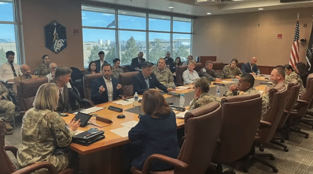 | Congressman Crow with Senator John Hickenlooper and other local leaders discussing the future of the Buckley Space Force Base in October Source crowhousegov | MR Online