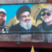 A portrait of Hizballah leader Hassan Nasrallah seen in Beirut on 21 September. The leader of the Lebanese resistance group was assassinated by Israel in a massive airstrike on Beirut’s southern suburb on Friday, 27 September. OLA NEWS/SIPA/Newscom